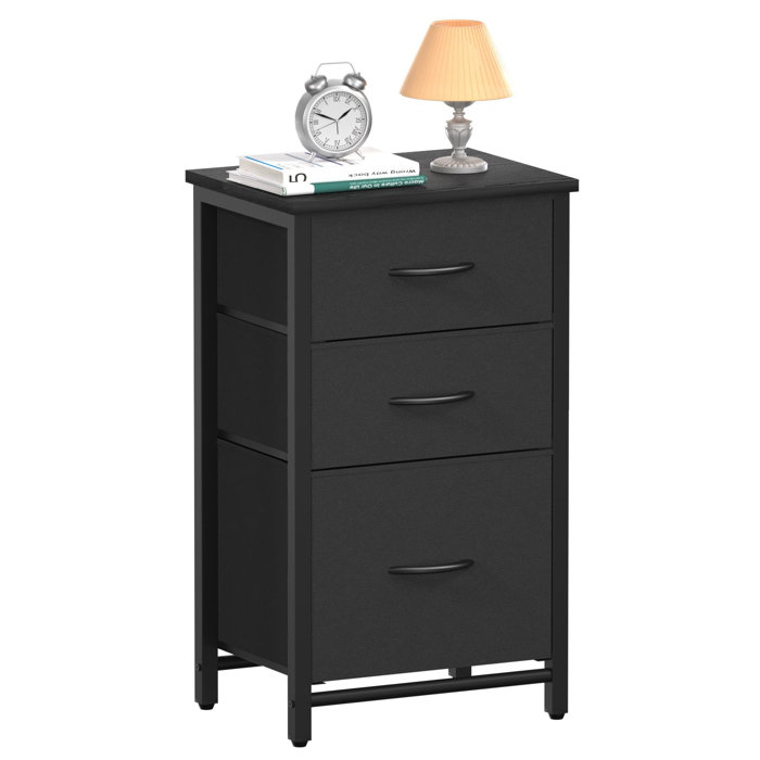 Latitude Run® Dalveen 3 Drawer Steel Nightstand in Black Wayfair